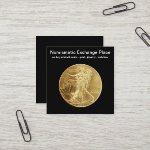 Carte De Visite Carré Conception de négociant en monnaies numismatiques