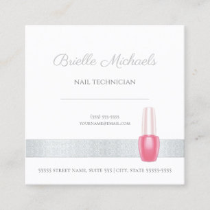 Carte De Visite Carré Conception de technicien en vernis à ongles rose