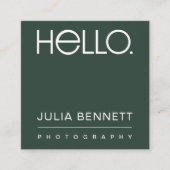 Carte De Visite Carré Conception de typographie moderne « Hello » (Devant)