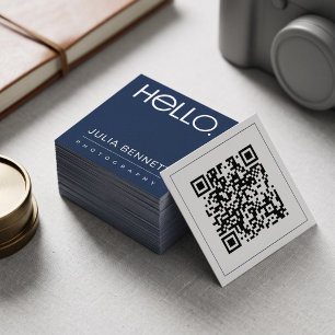 Carte De Visite Carré Conception de typographie moderne « Hello »