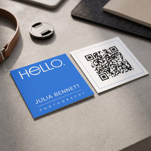 Carte De Visite Carré Conception de typographie moderne « Hello »