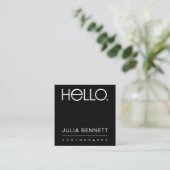 Carte De Visite Carré Conception de typographie moderne « Hello » (Debout devant)