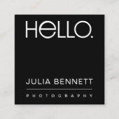 Carte De Visite Carré Conception de typographie moderne « Hello » (Devant)