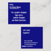 Carte De Visite Carré Conception graphique moderne minimale Bleu (Devant / Derrière)
