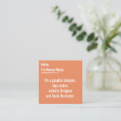 Carte De Visite Carré Conception graphique moderne minimale Orange (Debout devant)