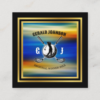 Carte De Visite Carré Conception minimaliste de monogramme de golf perso