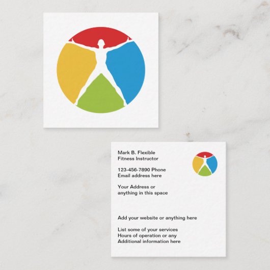 Carte De Visite Carré Conception moderne d'instructeur de forme physique (Devant / Derrière)