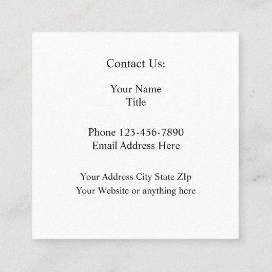 Carte De Visite Carré Conception moderne unique (Dos)