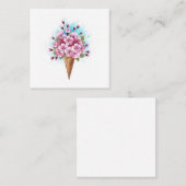 Carte De Visite Carré Cône rose Sakura crème glacée gaufre (Devant / Derrière)