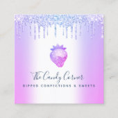 Carte De Visite Carré Confection de fraise au chocolat Parties scintilla (Devant)