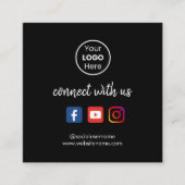 Carte De Visite Carré Connect with | Média social QR Code noir (Devant)