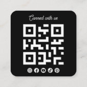 Carte De Visite Carré Connect with us Social Media QR Code Black Square (Dos)