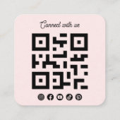 Carte De Visite Carré Connect with us Social Media QR Code Pink Square (Dos)