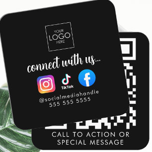 Carte De Visite Carré Connectez-vous aux médias sociaux modernes QR Code