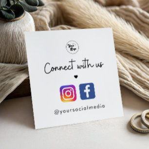 Carte De Visite Carré Connectez-vous avec nous Cœur Instagram Facebook C