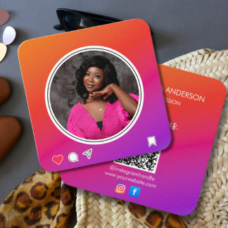 Carte De Visite Carré Connectez-vous avec nous | Réseaux Sociaux Instagr