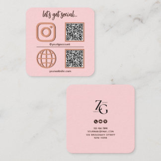 Carte De Visite Carré Connexion aux médias sociaux avec code QR mignon
