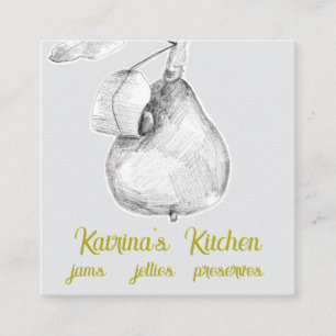 Carte De Visite Carré Conserves de poires verger confitures gelées