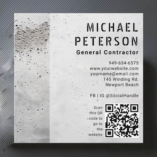 Carte De Visite Carré Constructeur de construction Concrete Mix Moderne