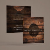 Carte De Visite Carré Construction charpentier Bois foncé bois rustique