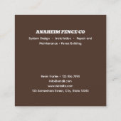 Carte De Visite Carré Construction de clôture QR (Dos)