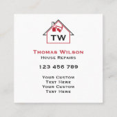 Carte De Visite Carré Construction moderne Handyman Carpenter Outils Bus (Dos)