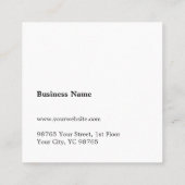 Carte De Visite Carré Consultant blanc simple et élégant (Dos)