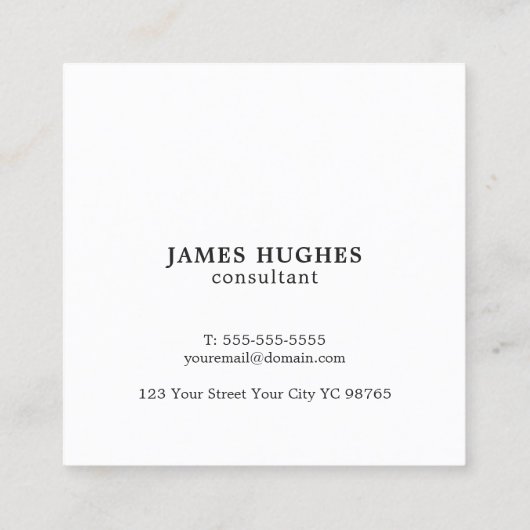 Carte De Visite Carré Consultant en gris texture simple et élégant (Dos)
