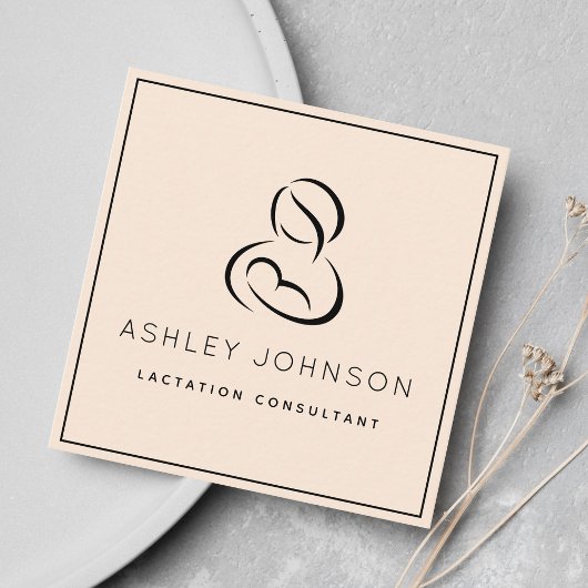 Carte De Visite Carré Consultant en lactation Allaitement Noir Cadre