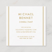 Carte De Visite Carré Consultant en Marbre blanc d'or monogramme (Dos)