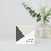 Carte De Visite Carré Consultant géométrique blanc gris-beige unique (Debout devant)