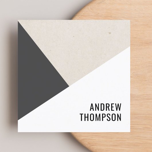 Carte De Visite Carré Consultant géométrique blanc gris-beige unique