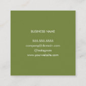 Carte De Visite Carré Consultant minimal Élégant Olive Green White (Dos)