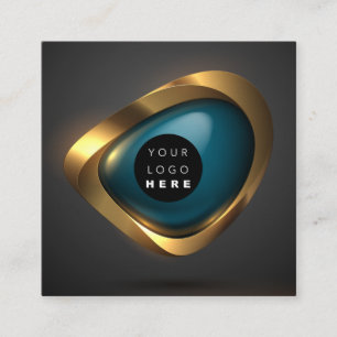 Carte De Visite Carré Consulting Gold Turquoise Grey Logo Abstrait Moder