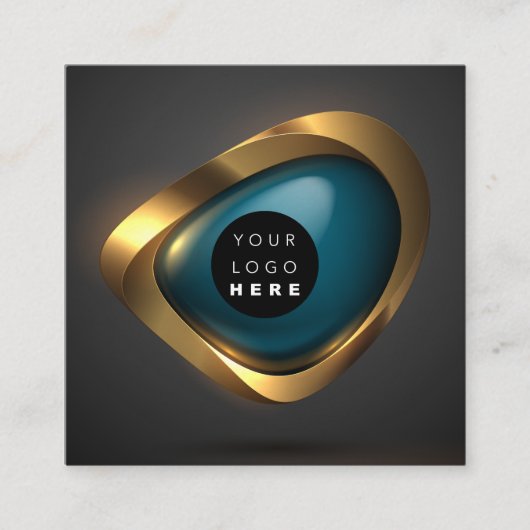 Carte De Visite Carré Consulting Gold Turquoise Grey Logo Abstrait Moder (Devant)