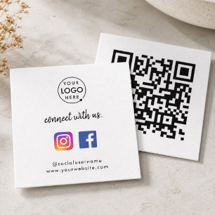 Carte De Visite Carré Contactez-nous code QR réseaux Instagram Facebook