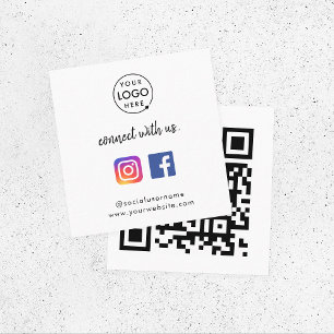 Carte De Visite Carré Contactez-nous code QR réseaux Instagram Facebook