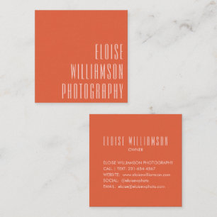 Carte De Visite Carré Contemporain Chic Tendance Typographie Gras Orange