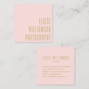 Carte De Visite Carré Contemporain Tendance Chic Gras Typographie Rose