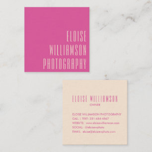 Carte De Visite Carré Contemporain Tendance Chic Typographie Gras Rose C