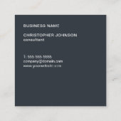 Carte De Visite Carré Cool Bleu Frais Bleu Blancs Monogramme Consultant (Dos)