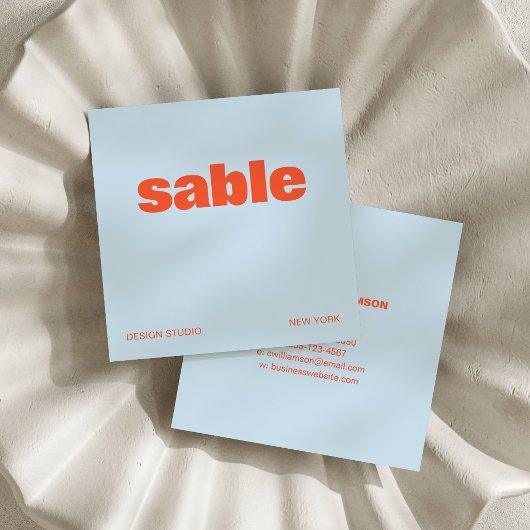 Carte De Visite Carré Cool Blue Orange Modern Aesthetic Bold Square