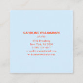 Carte De Visite Carré Cool Blue Orange Modern Aesthetic Bold Square (Dos)