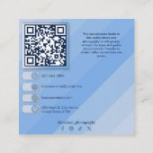 Carte De Visite Carré Cool Blue Photographie & Vidéographie Code QR pers (Dos)