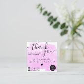 Carte De Visite Carré Cool brushstroke aquarelle violet commander merci (Debout devant)