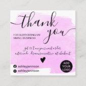 Carte De Visite Carré Cool brushstroke aquarelle violet commander merci (Devant)