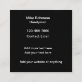 Carte De Visite Carré Cool Construction Handyman Remodelage (Dos)
