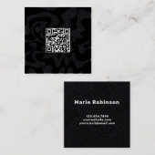 Carte De Visite Carré Cool de code QR noir et blanc rétro Super (Devant / Derrière)