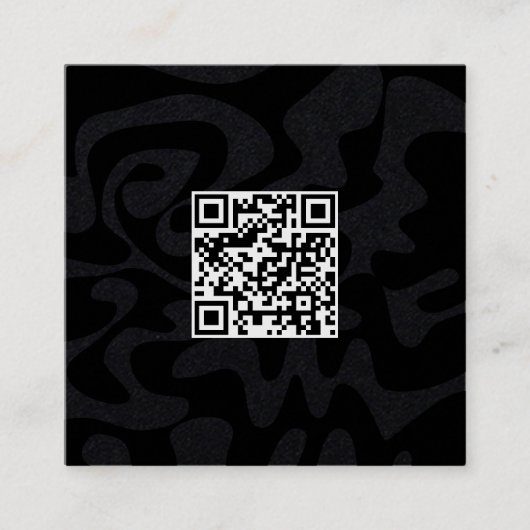 Carte De Visite Carré Cool de code QR noir et blanc rétro Super (Devant)