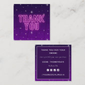 Carte De Visite Carré Cool de Merci rose et violet (Devant / Derrière)